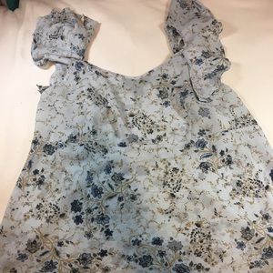 Flutter sleeve sheer floral top